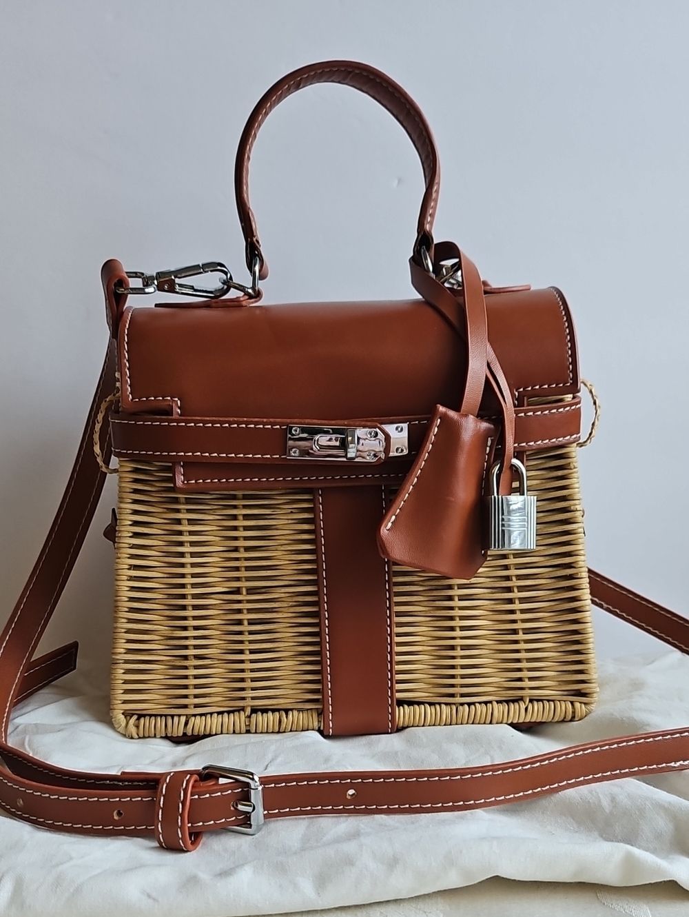 Kelly Style Hand Woven Wicker Bag